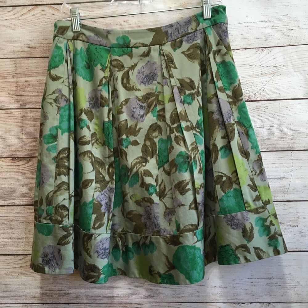 ANTHROPOLOGIE ODILLE SKIRT IN GREEN FLORAL PRINT - Picture 5 of 6